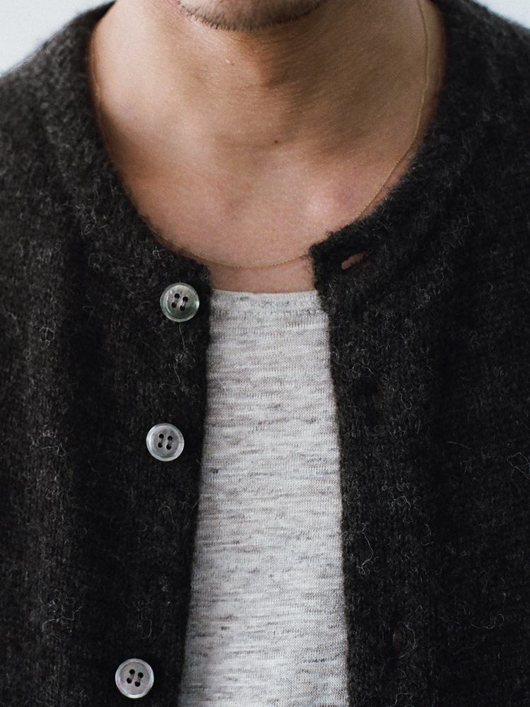 Alpaca Blend Crew Neck Cardigan
