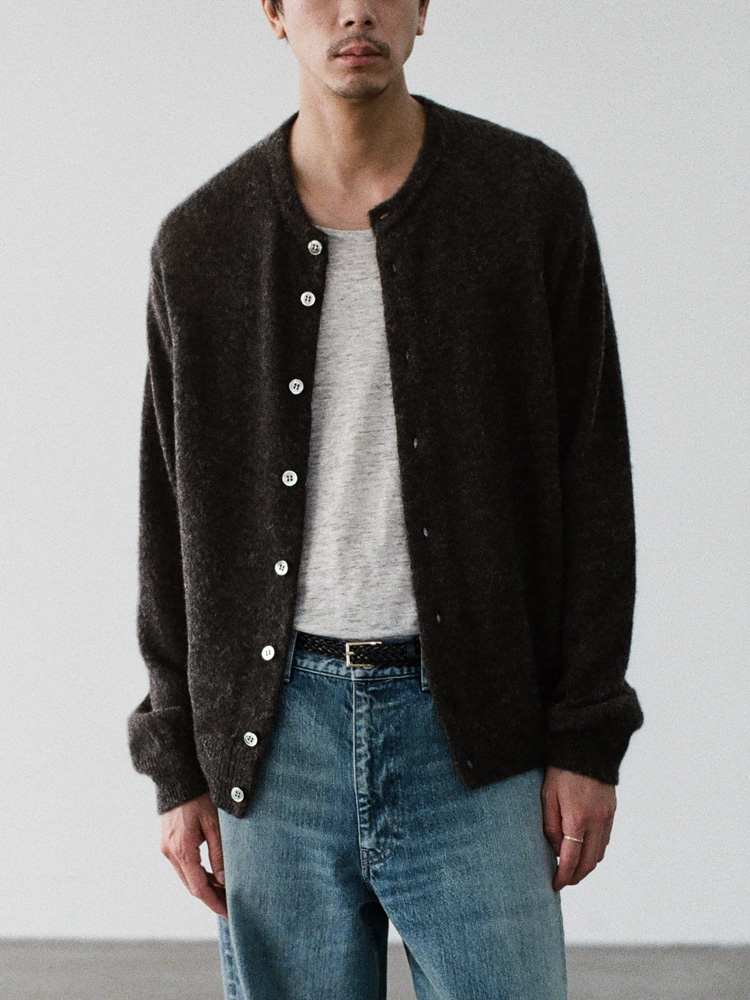 Alpaca Blend Crew Neck Cardigan