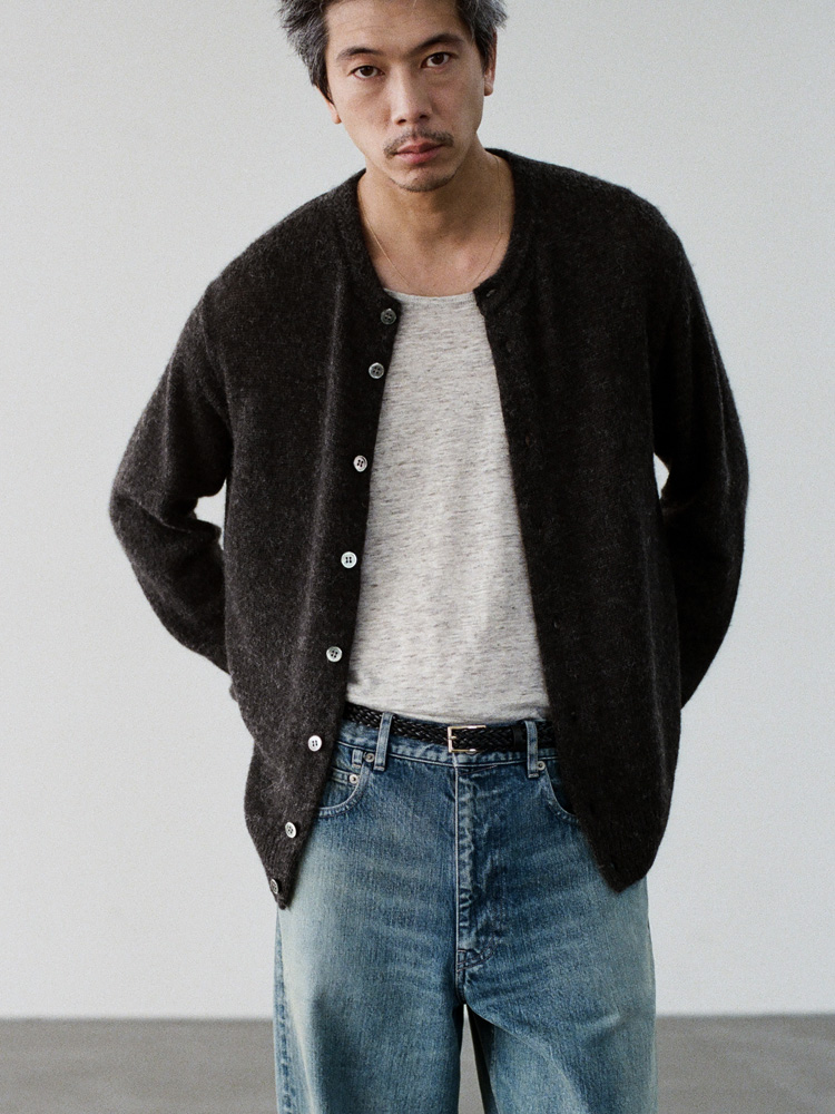 Alpaca Blend Crew Neck Cardigan