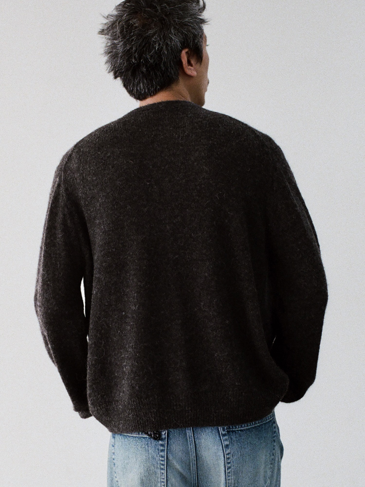 Alpaca Blend Crew Neck Cardigan