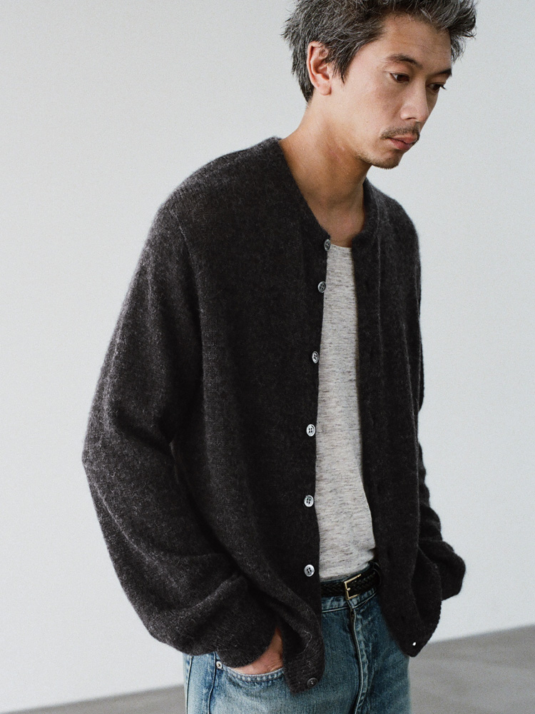 Alpaca Blend Crew Neck Cardigan