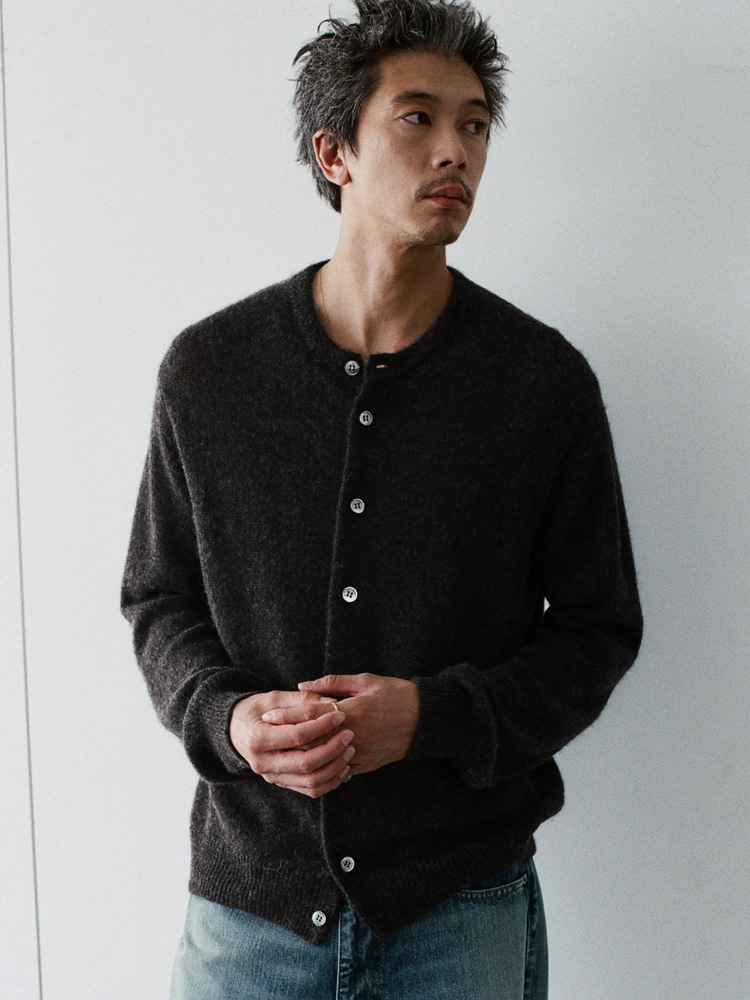 Alpaca Blend Crew Neck Cardigan