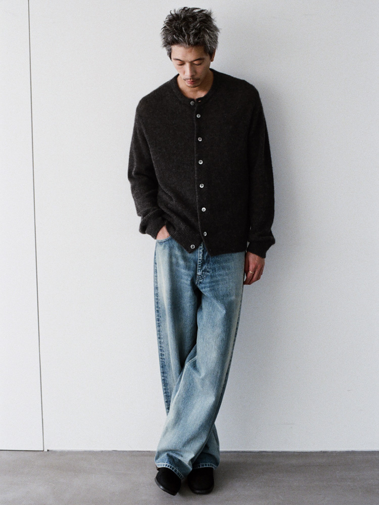 Alpaca Blend Crew Neck Cardigan