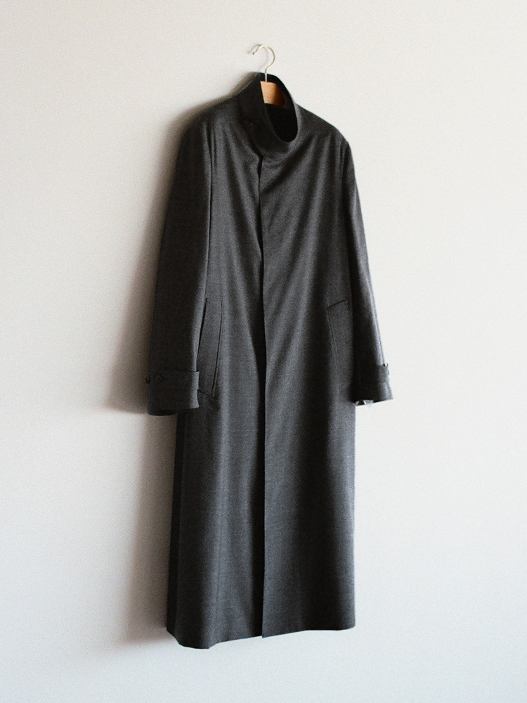 Stand Collar Structured Wool Coat