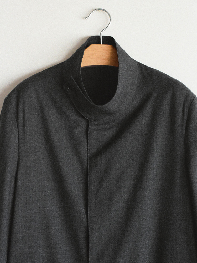 Stand Collar Structured Wool Coat