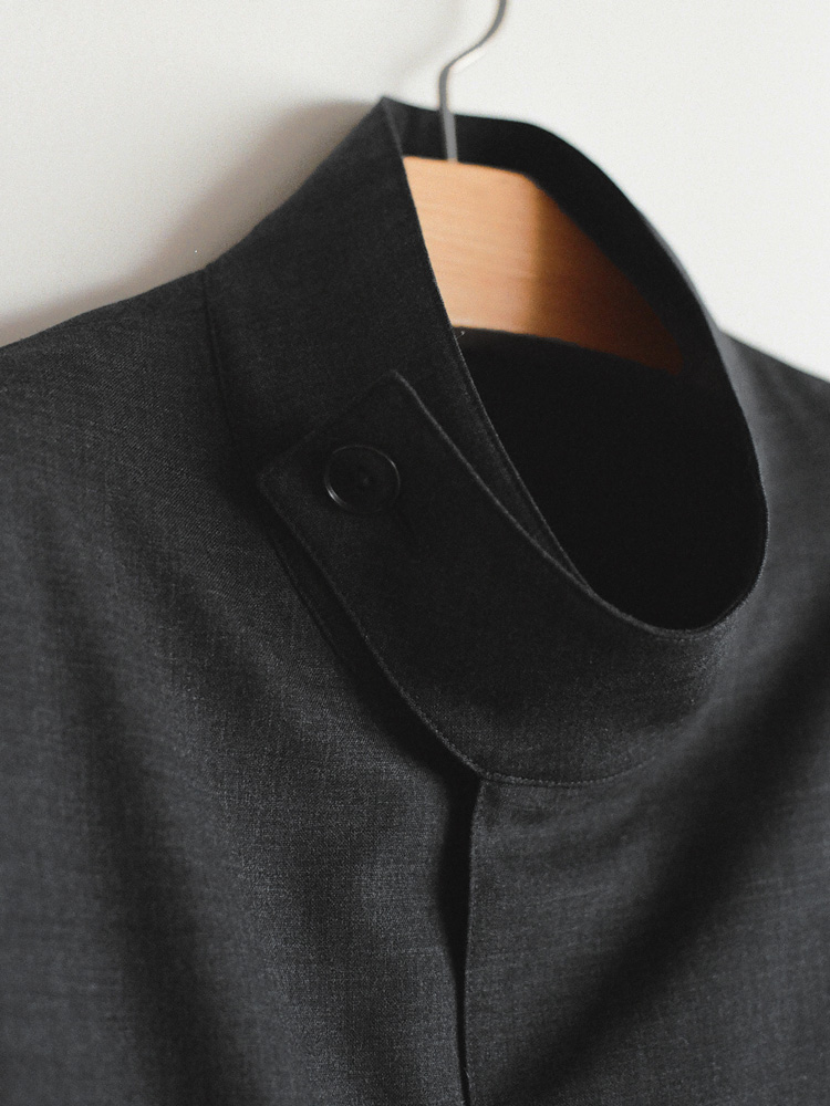 Stand Collar Structured Wool Coat