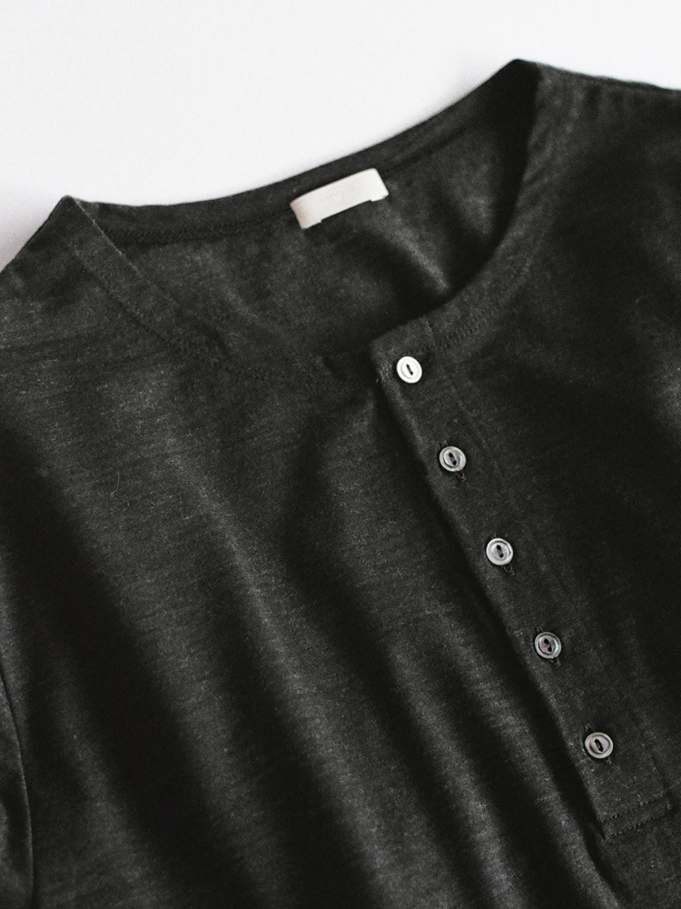 Wool Jersey Henley L/S Tee