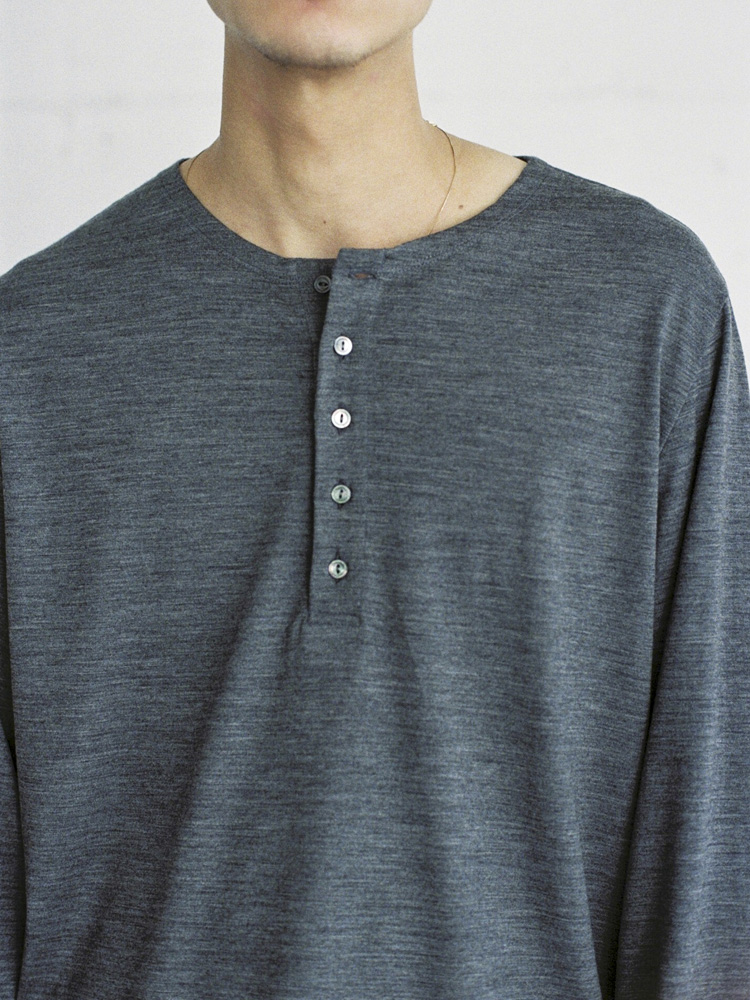 Wool Jersey Henley L/S Tee