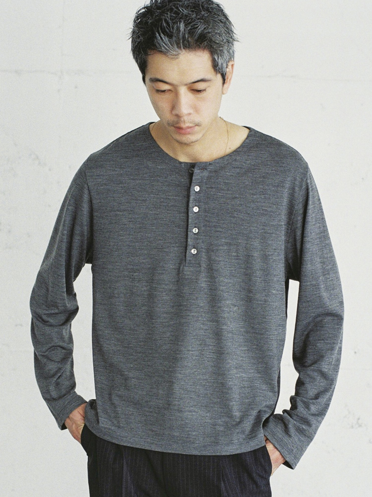 Wool Jersey Henley L/S Tee