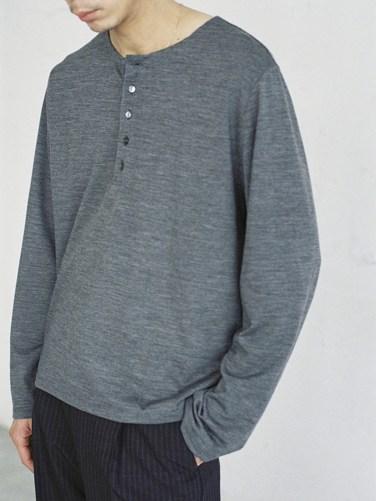Wool Jersey Henley L/S Tee