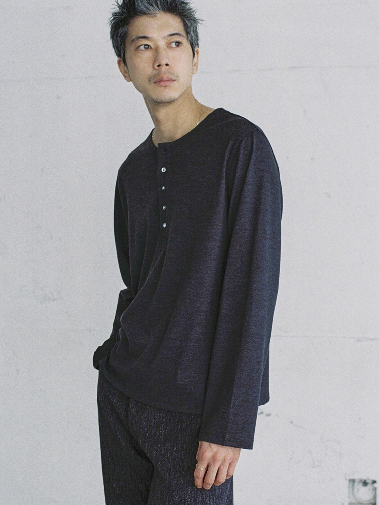 Wool Jersey Henley L/S Tee