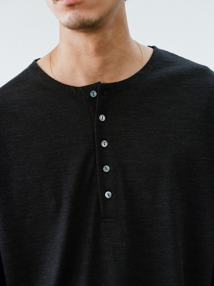 Wool Jersey Henley L/S Tee