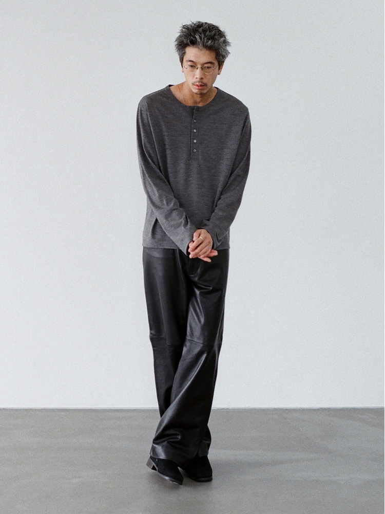 Wool Jersey Henley L/S Tee
