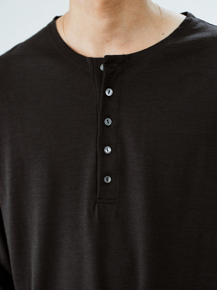 Wool Jersey Henley L/S Tee