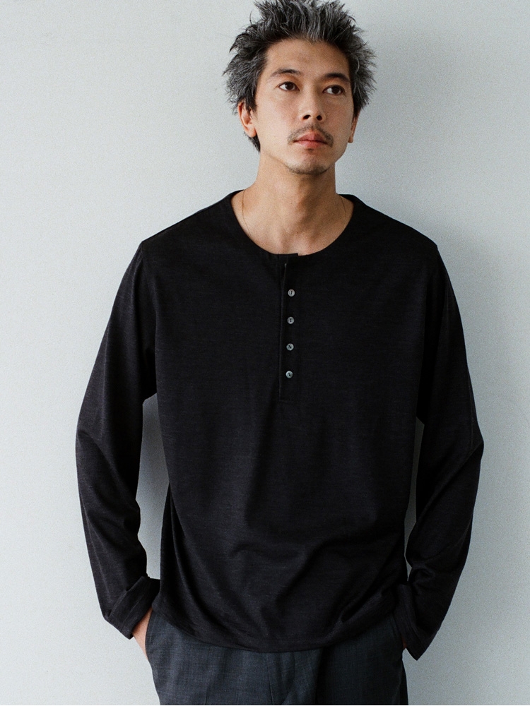 Wool Jersey Henley L/S Tee