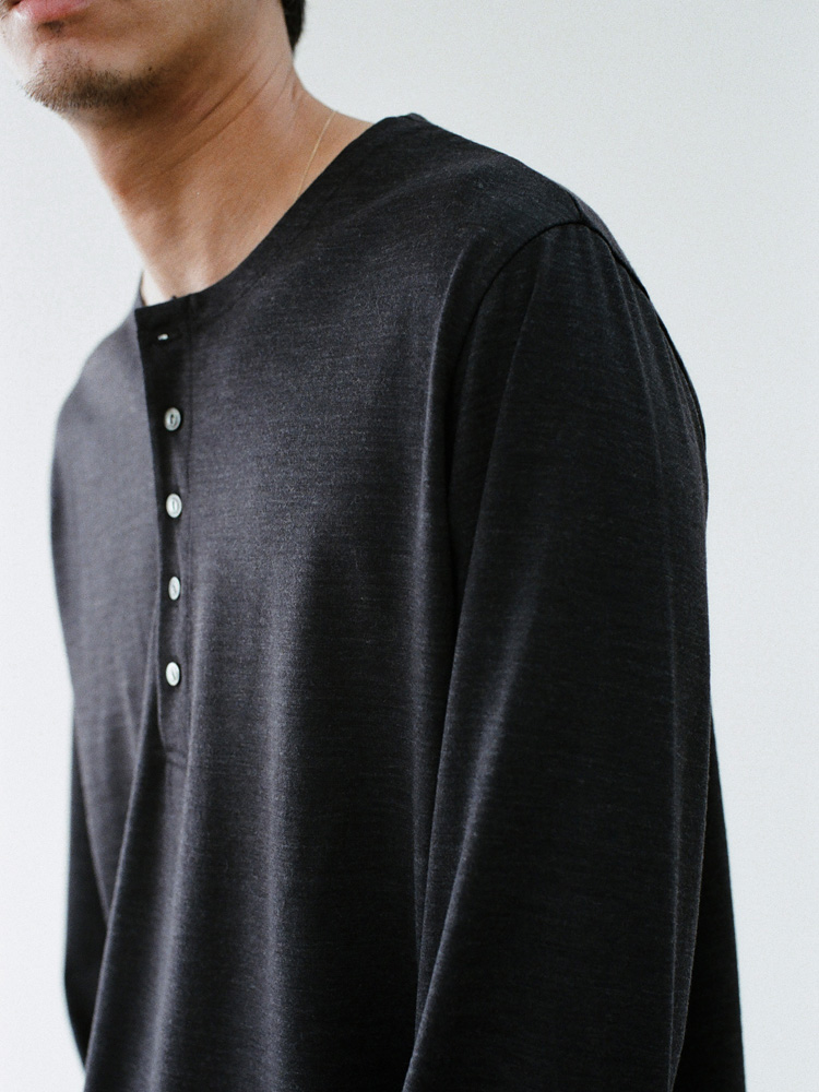 Wool Jersey Henley L/S Tee