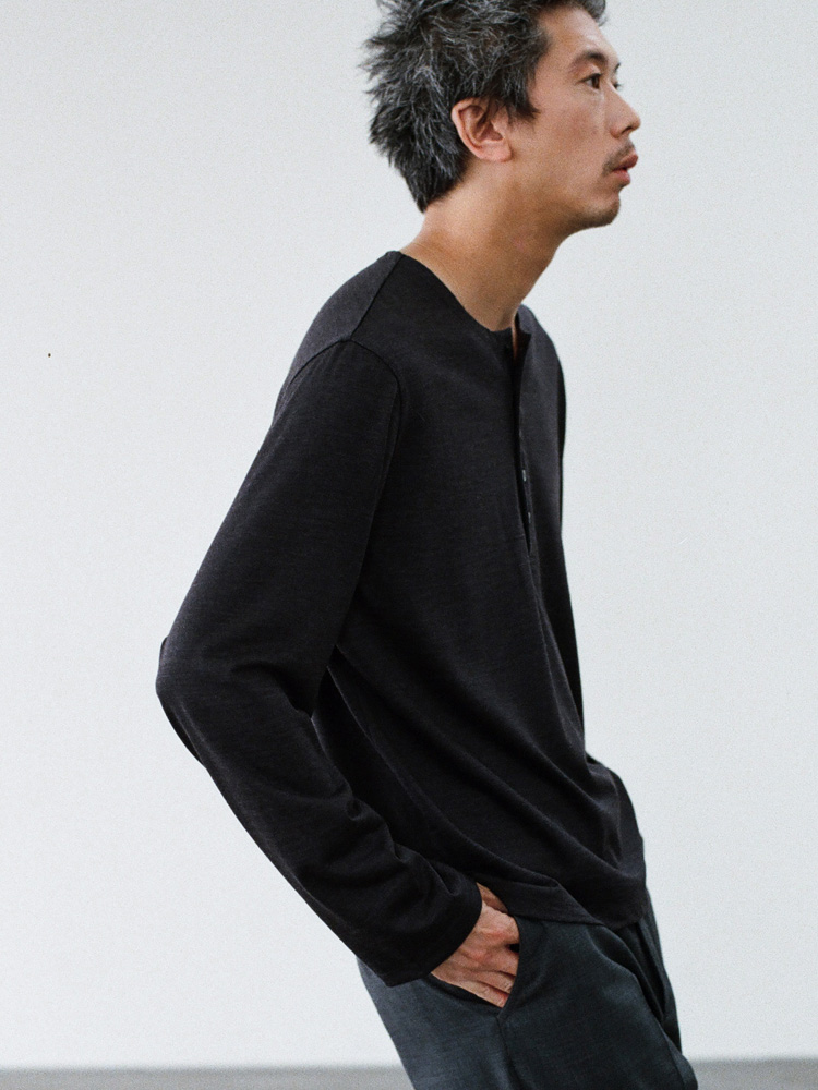 Wool Jersey Henley L/S Tee