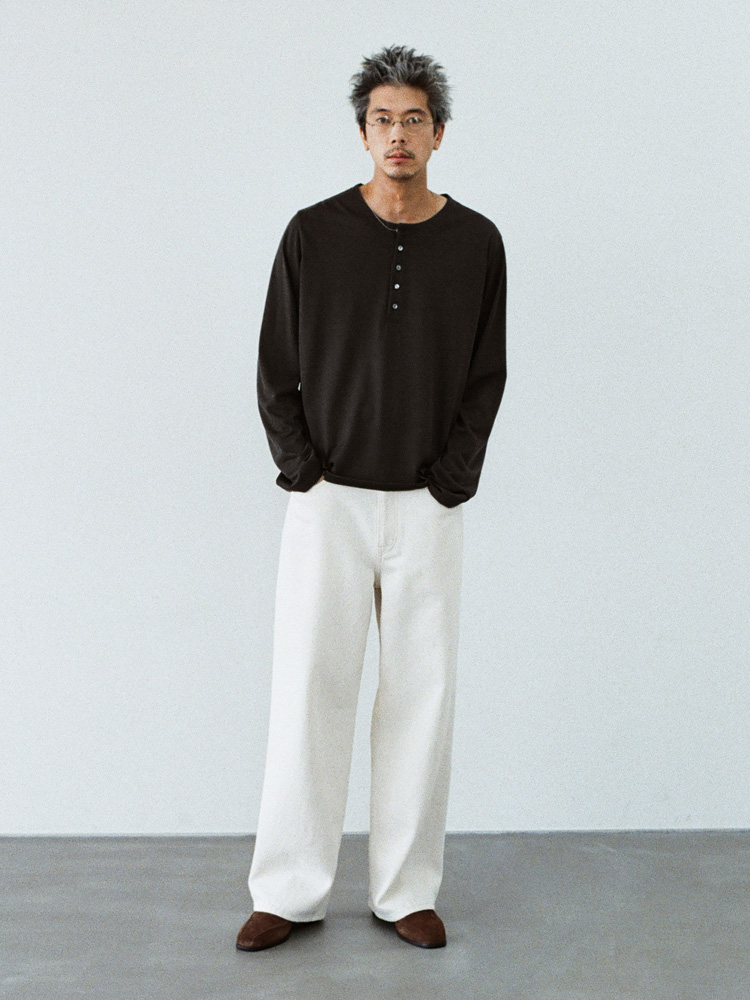 Wool Jersey Henley L/S Tee