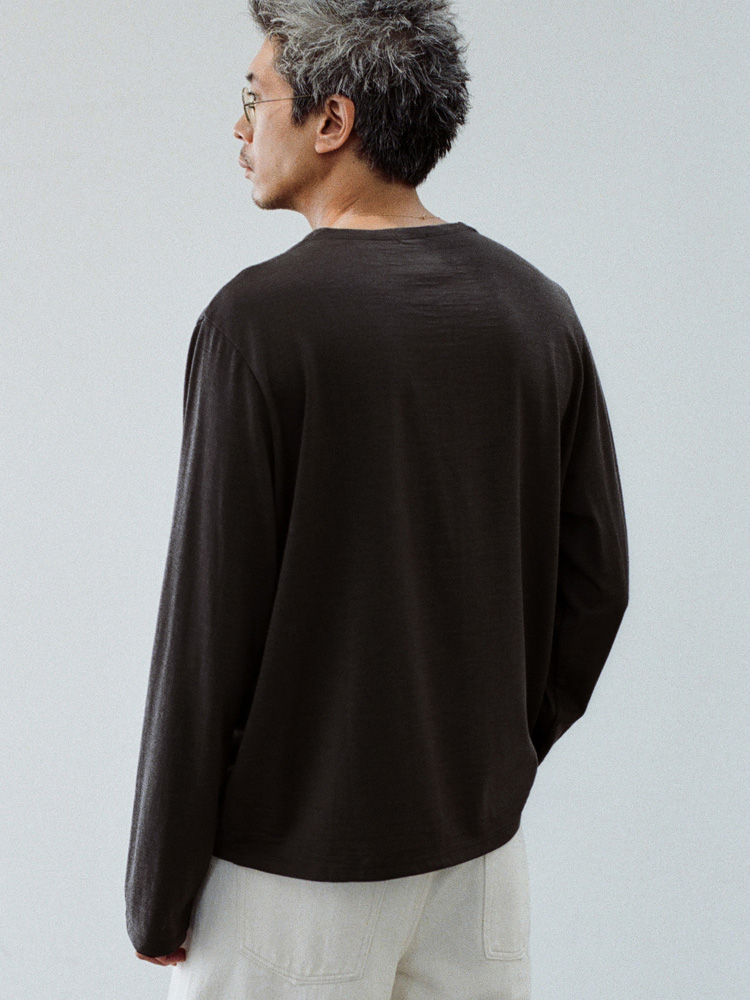Wool Jersey Henley L/S Tee