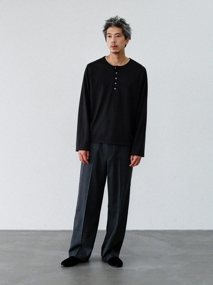 Wool Jersey Henley L/S Tee