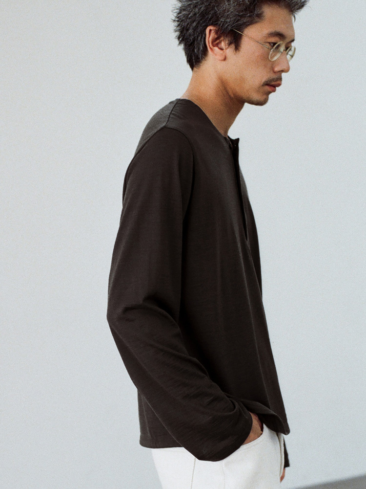 Wool Jersey Henley L/S Tee