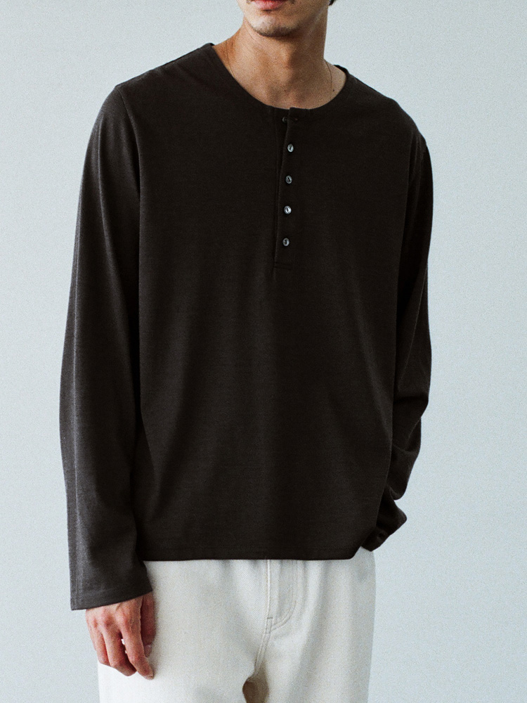 Wool Jersey Henley L/S Tee