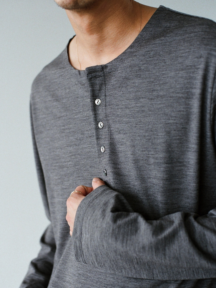 Wool Jersey Henley L/S Tee