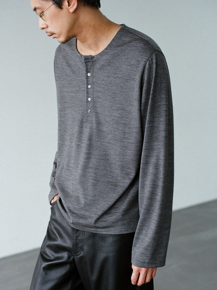 Wool Jersey Henley L/S Tee