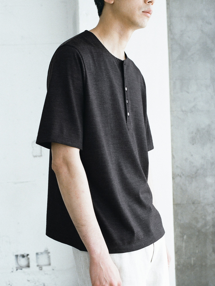 Wool Jersey Henley T-Shirt