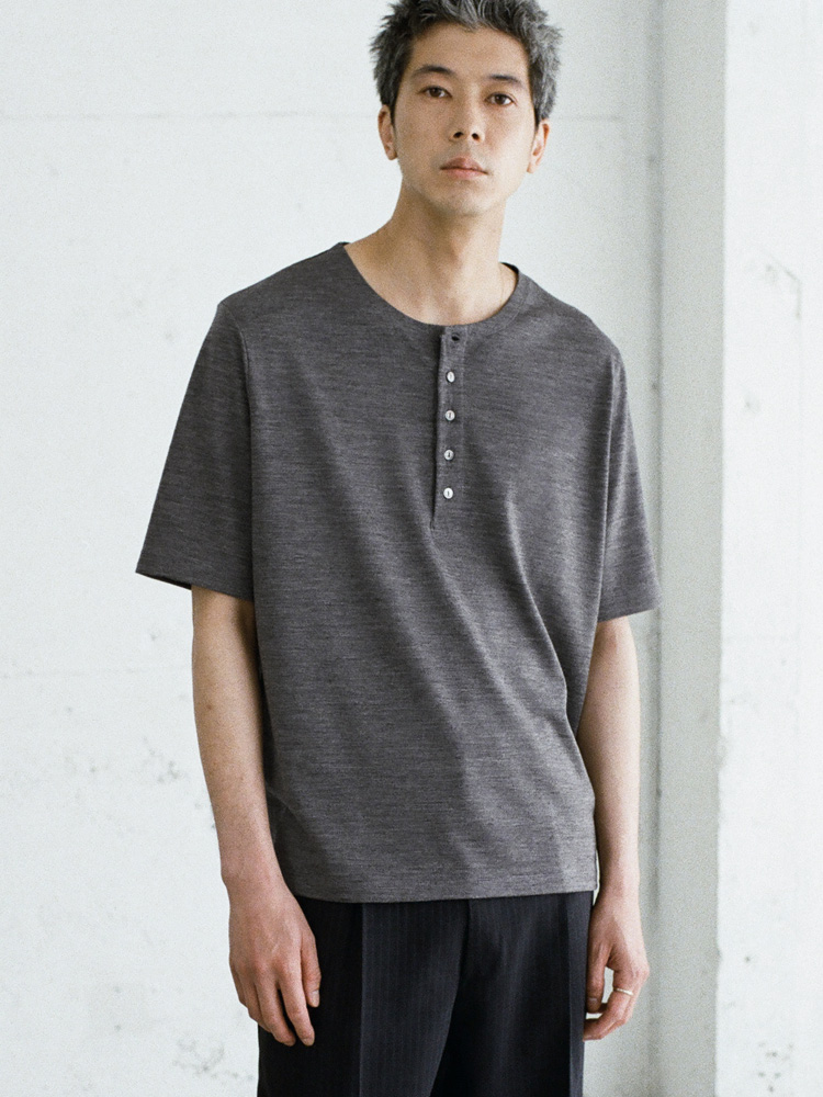Wool Jersey Henley T-Shirt