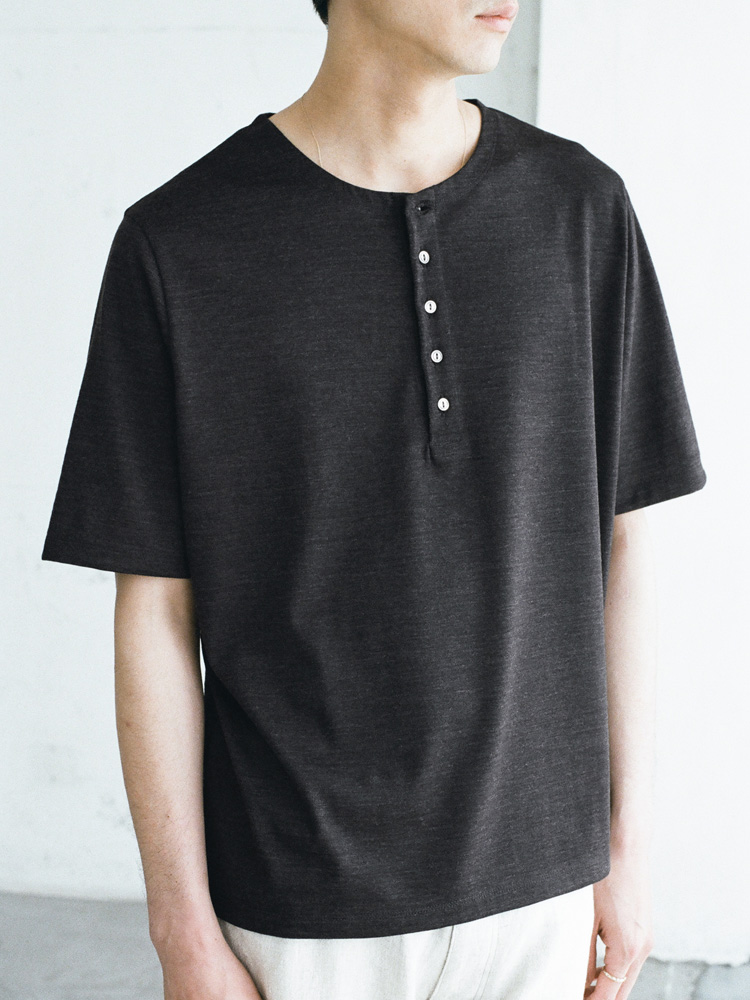 Wool Jersey Henley T-Shirt