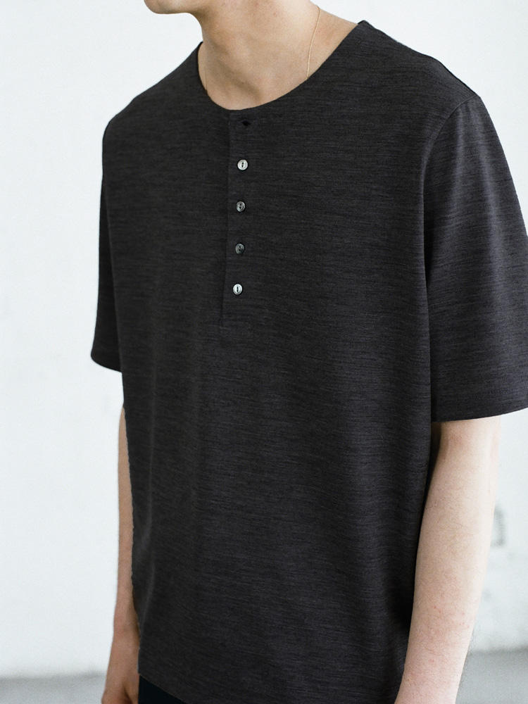 Wool Jersey Henley T-Shirt