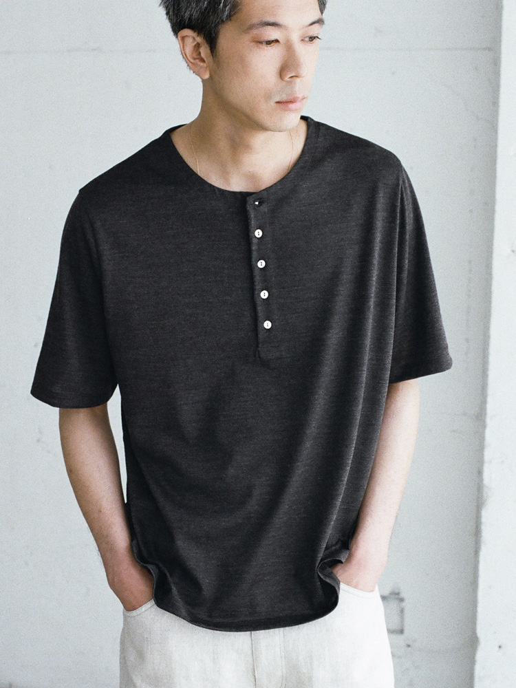 Wool Jersey Henley T-Shirt