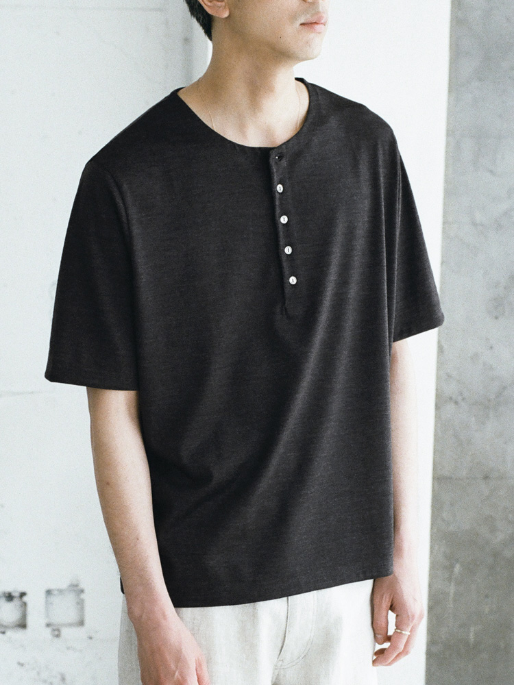 Wool Jersey Henley T-Shirt