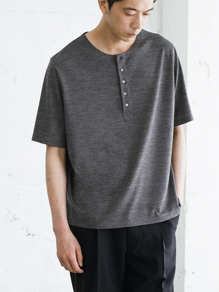 Wool Jersey Henley T-Shirt