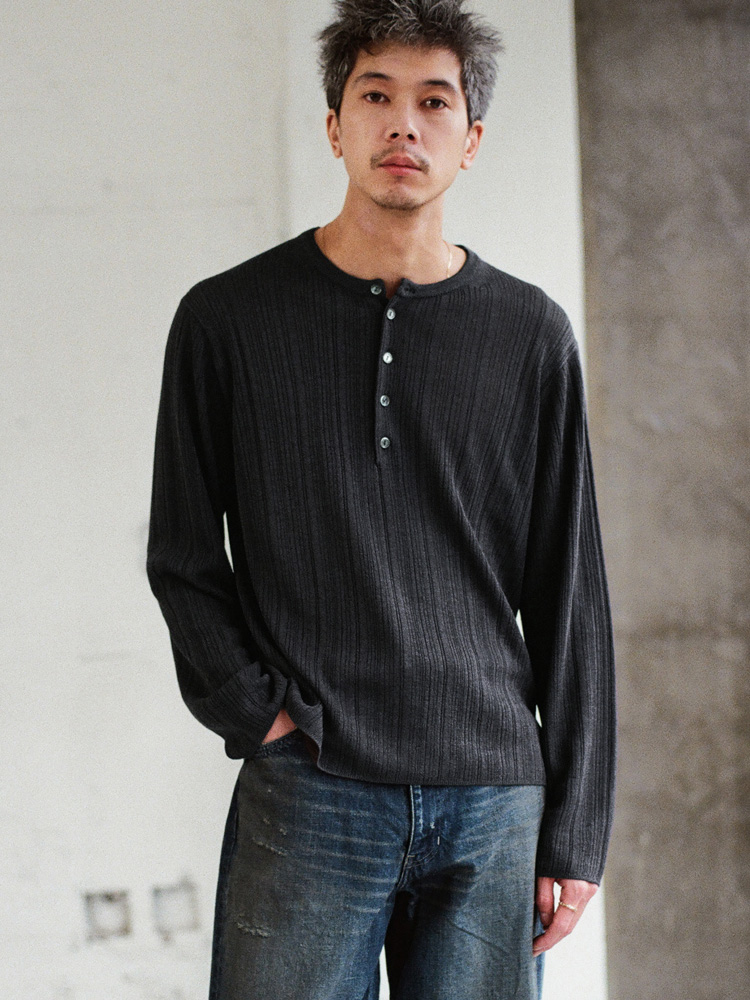 Vis/Li Random Rib Henry Knit