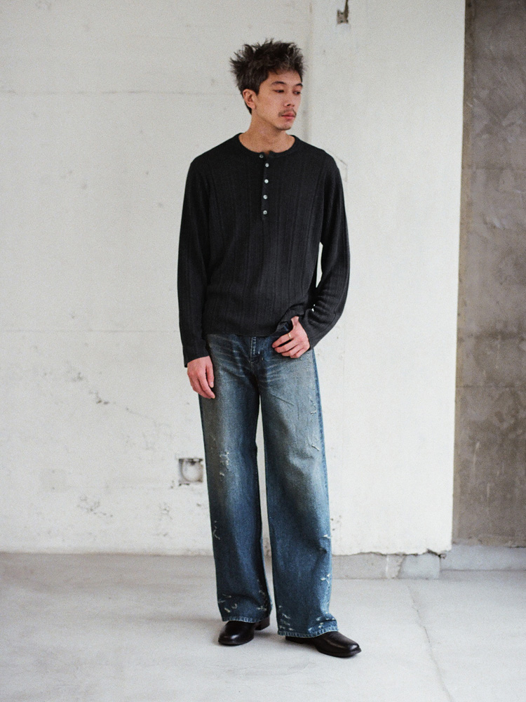 Vis/Li Random Rib Henry Knit